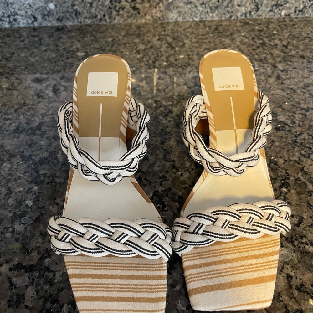 Dolce vita white and black braided sandals